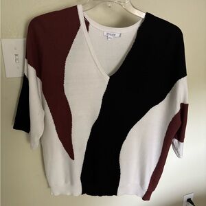 Chico's Women's Colorblock Sweater - Black, White, and Brown